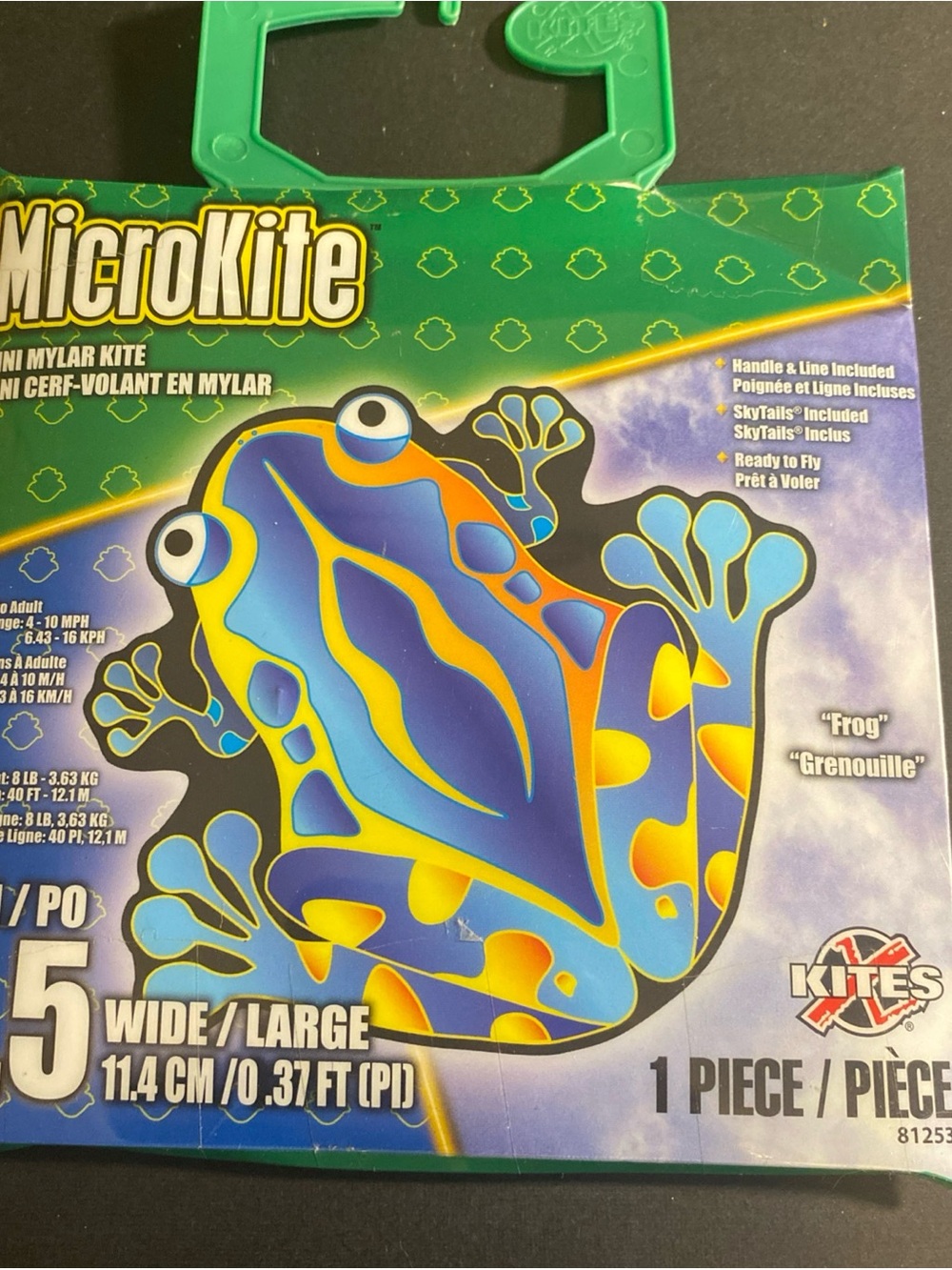 MicroKite Mini Mylar Kite FROG 4.75" w/ String (F)-